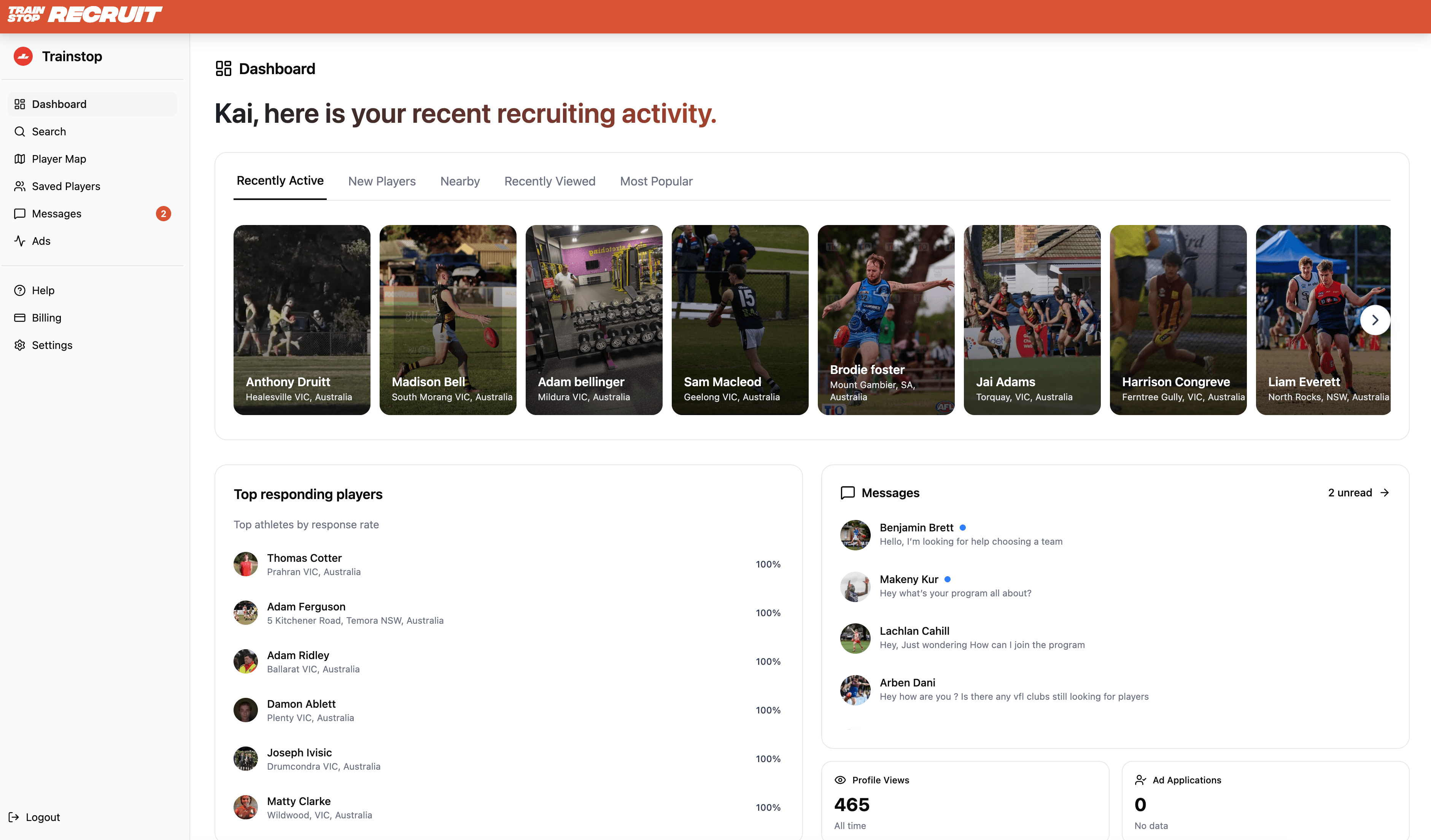 The Trainstop recruiting dashboard